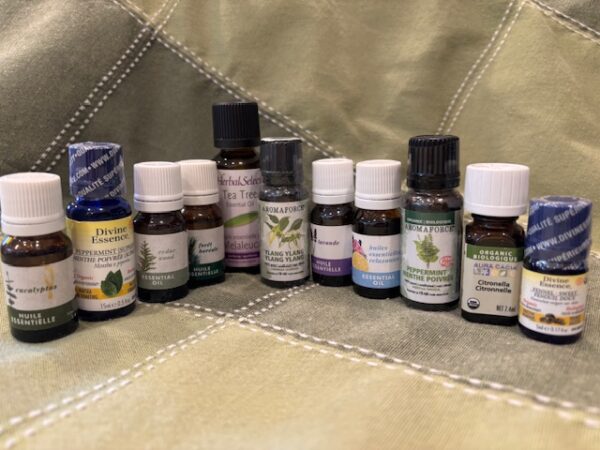 Various essential oil types and sizes